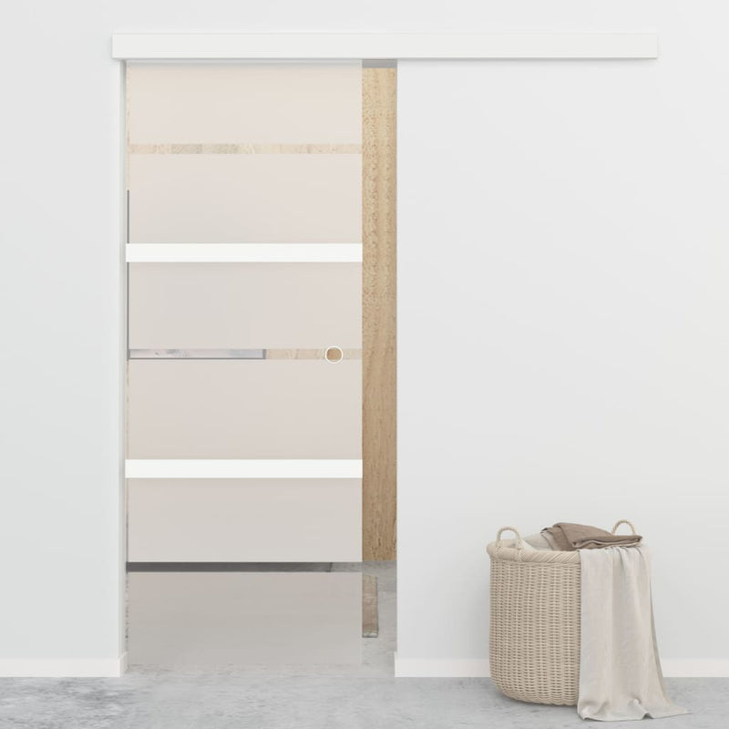 vidaXL ezüst ESG üveg és alumínium tolóajtó puha ütközőkkel 76x205 cm