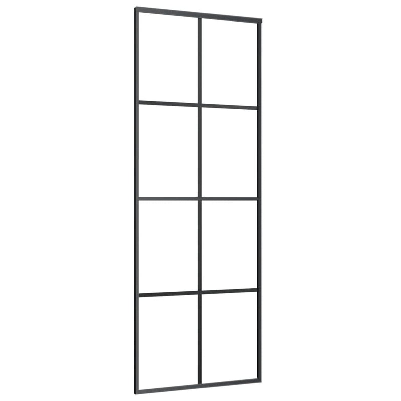 vidaXL fekete alumínium és ESG üveg tolóajtó 76 x 205 cm