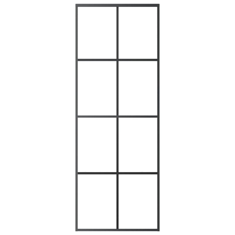 vidaXL fekete alumínium és ESG üveg tolóajtó 76 x 205 cm
