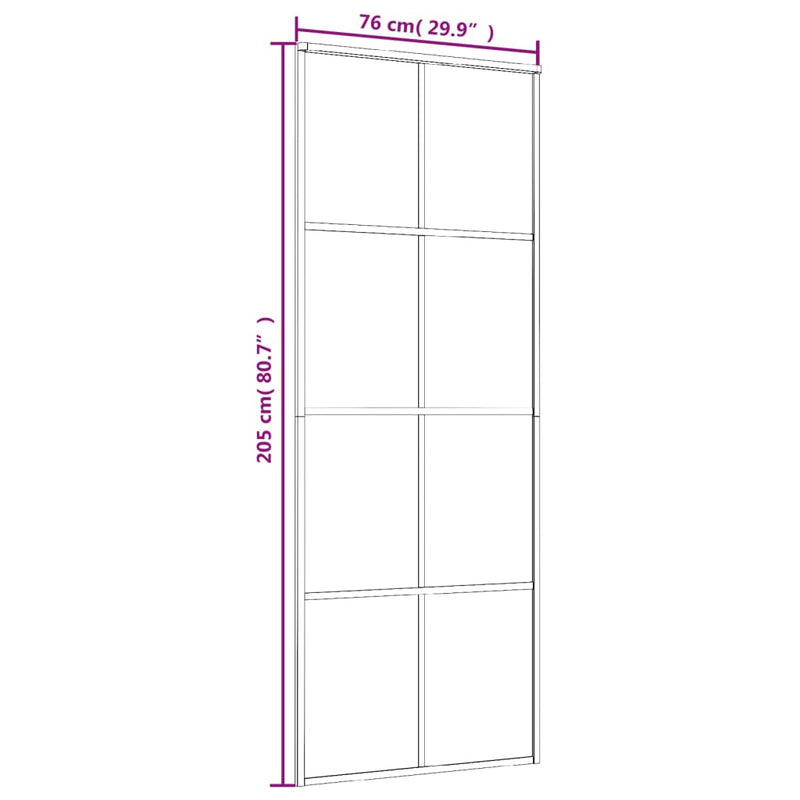vidaXL fekete alumínium és ESG üveg tolóajtó 76 x 205 cm