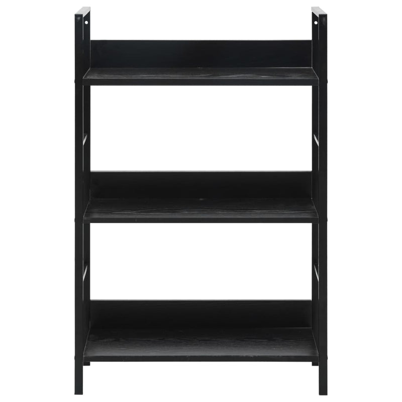 vidaXL 3 szintes fekete szerelt fa könyvespolc 60 x 27,6 x 90,5 cm