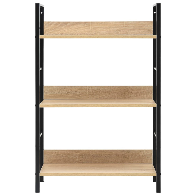 vidaXL 3 szintes tölgyszínű szerelt fa könyvespolc 60 x 27,6 x 90,5 cm
