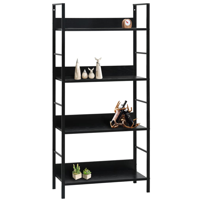 vidaXL 4 szintes fekete szerelt fa könyvespolc 60 x 27,6 x 124,5 cm