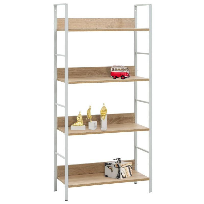 vidaXL 4 szintes tölgyszínű szerelt fa könyvespolc 60x27,6x124,5 cm