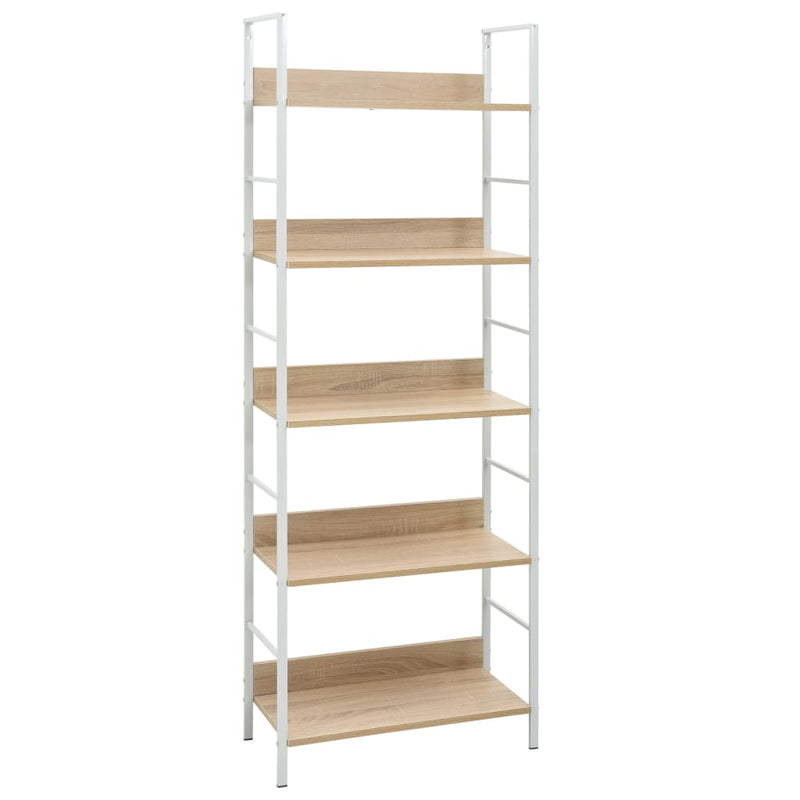 vidaXL 5 szintes tölgyszínű szerelt fa könyvespolc 60x27,6x158,5 cm