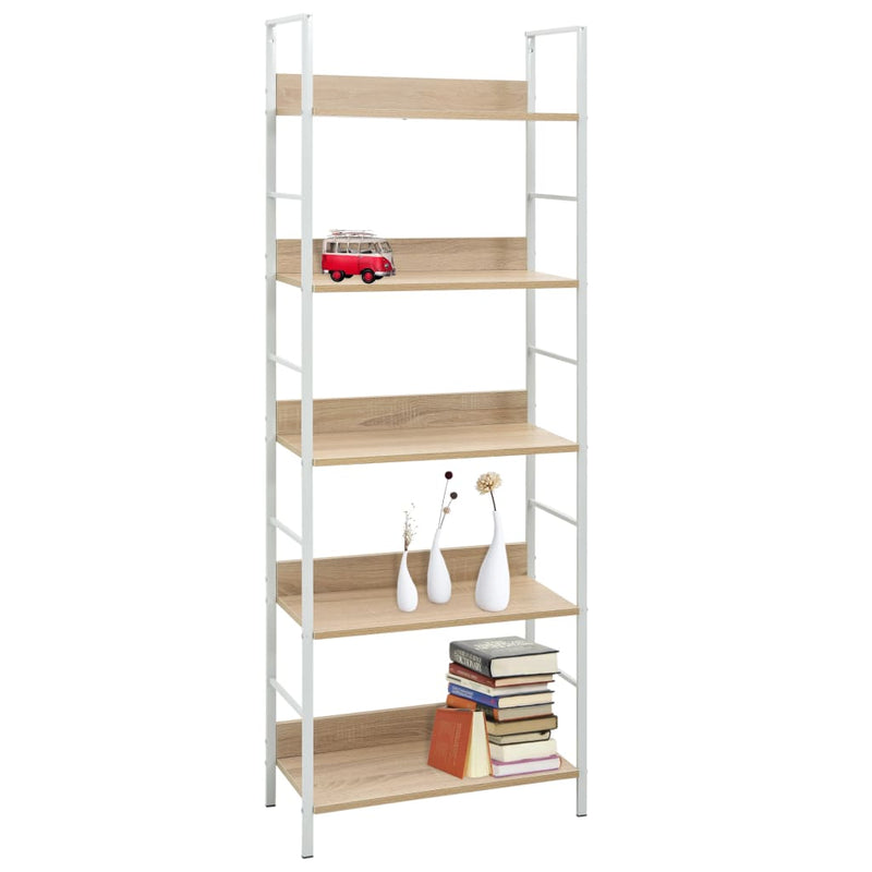 vidaXL 5 szintes tölgyszínű szerelt fa könyvespolc 60x27,6x158,5 cm
