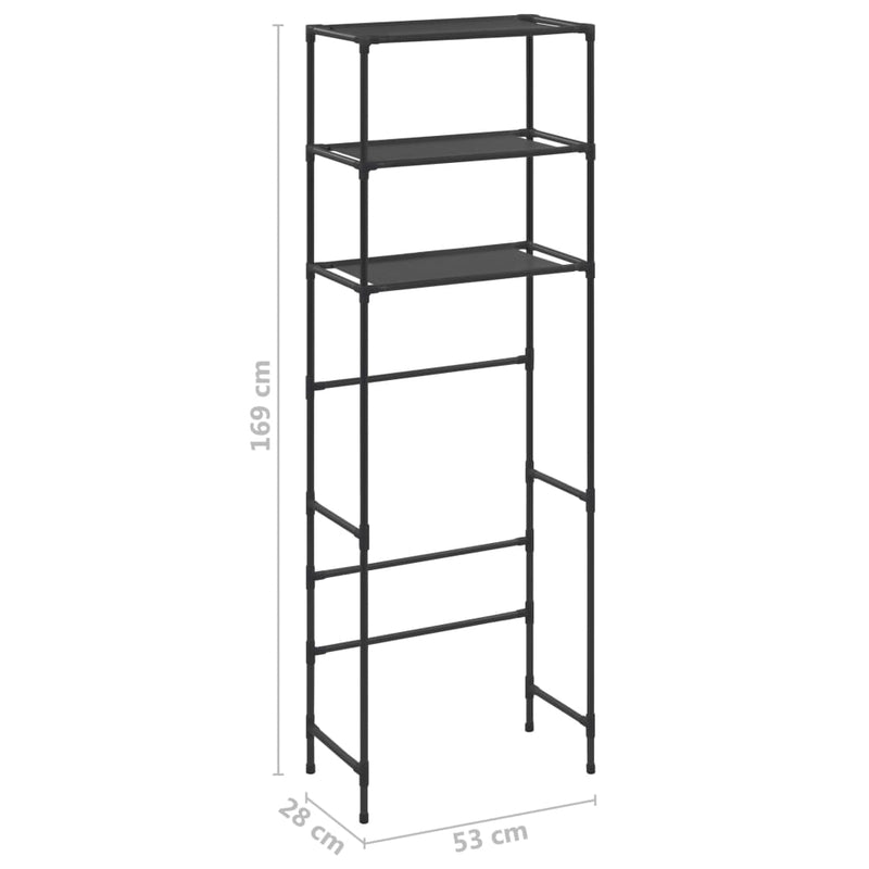 vidaXL 3 szintes fekete WC feletti tárolóállvány 53 x 28 x 169 cm
