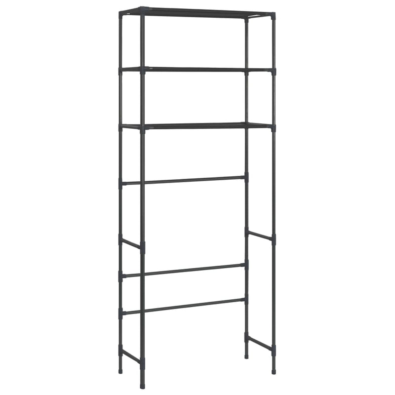 vidaXL 3 szintes fekete mosógép feletti tárolóállvány 69 x 28 x 169 cm