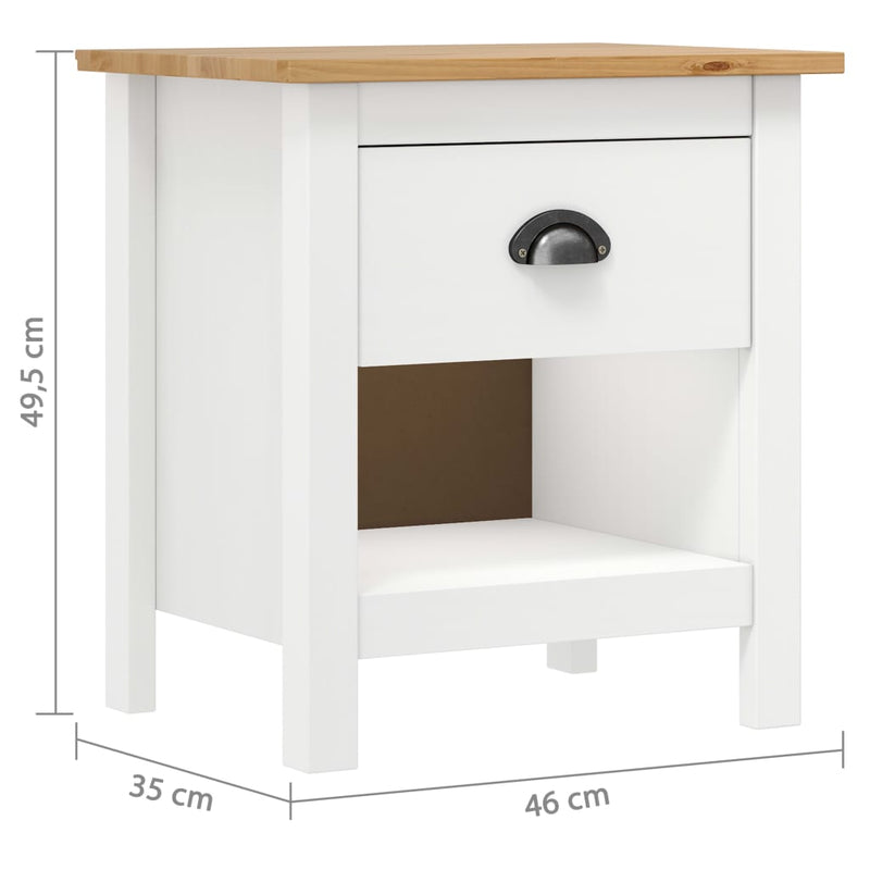 vidaXL Hill 2 db tömör fenyőfa éjjeliszekrény 46 x 35 x 49,5 cm