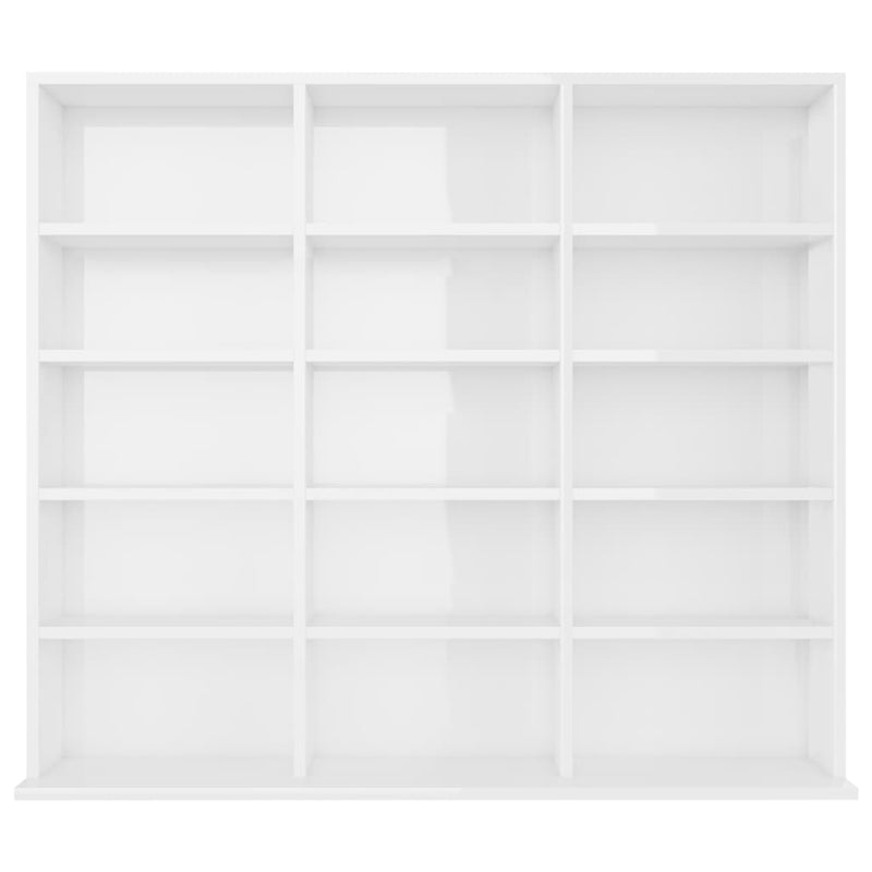 vidaXL magasfényű fehér forgácslap CD-tartó szekrény 102x23x89,5 cm