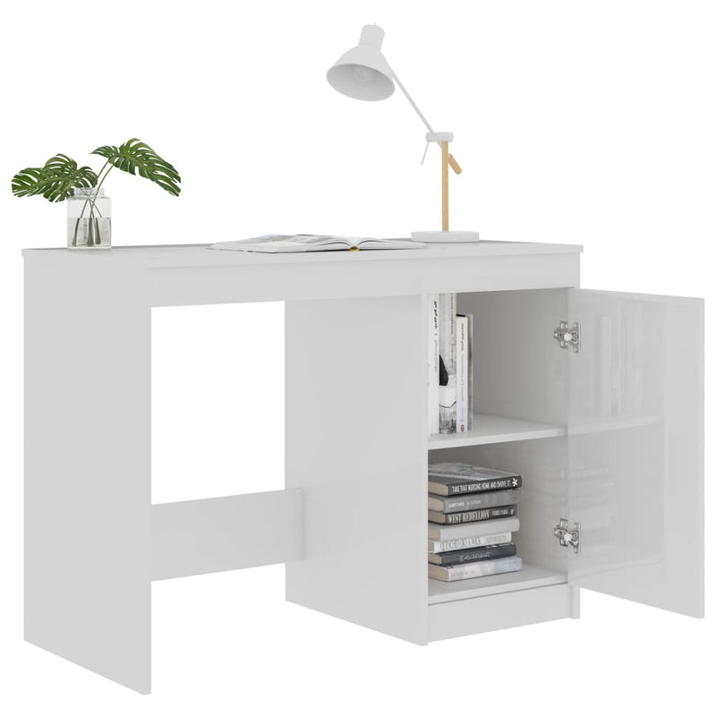 vidaXL magasfényű fehér szerelt fa íróasztal 100 x 50 x 76 cm