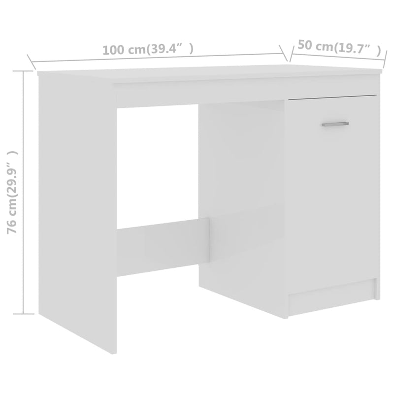 vidaXL magasfényű fehér szerelt fa íróasztal 100 x 50 x 76 cm