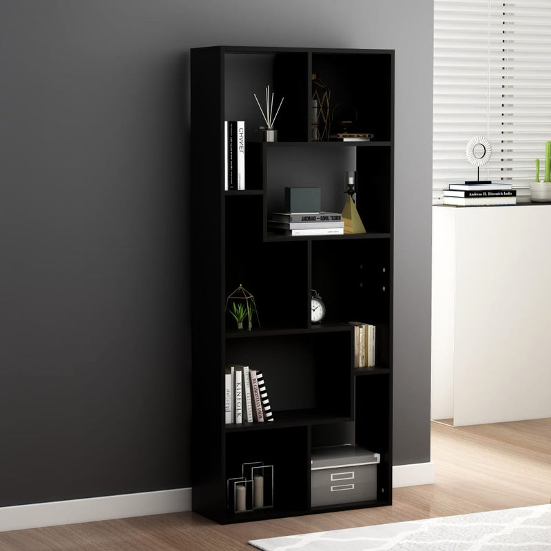 vidaXL fekete szerelt fa könyvszekrény 67 x 24 x 161 cm