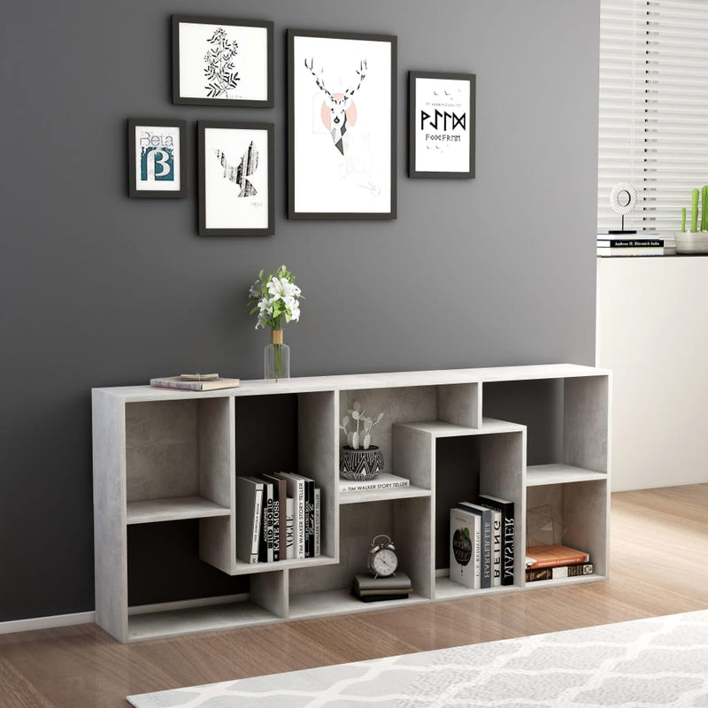 vidaXL betonszürke szerelt fa könyvszekrény 67 x 24 x 161 cm