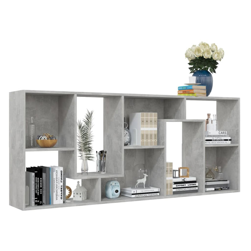 vidaXL betonszürke szerelt fa könyvszekrény 67 x 24 x 161 cm