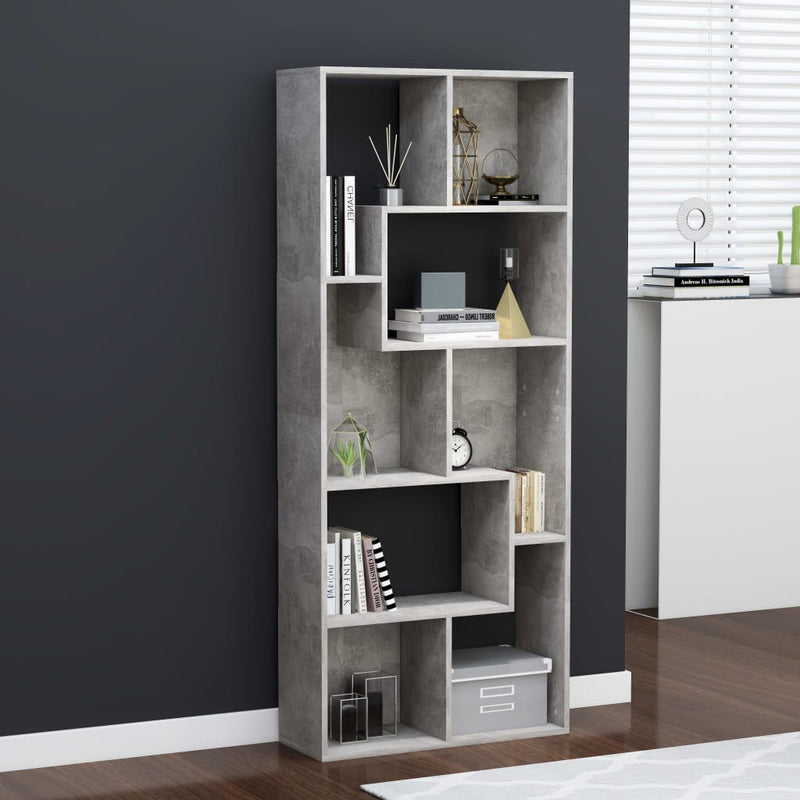vidaXL betonszürke szerelt fa könyvszekrény 67 x 24 x 161 cm