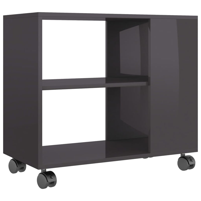 vidaXL magasfényű szürke szerelt fa kisasztal 70 x 35 x 55 cm
