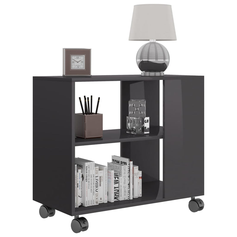 vidaXL magasfényű szürke szerelt fa kisasztal 70 x 35 x 55 cm