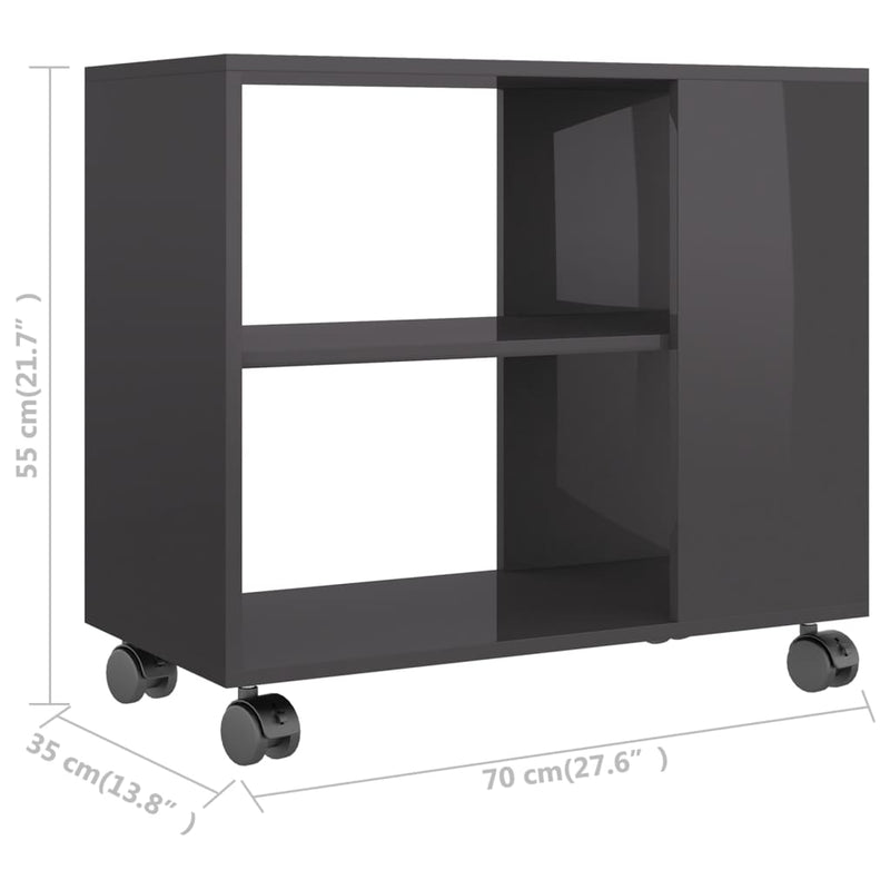 vidaXL magasfényű szürke szerelt fa kisasztal 70 x 35 x 55 cm