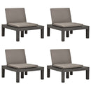 vidaXL 4 db antracitszürke műanyag kerti pihenőszék párnákkal
