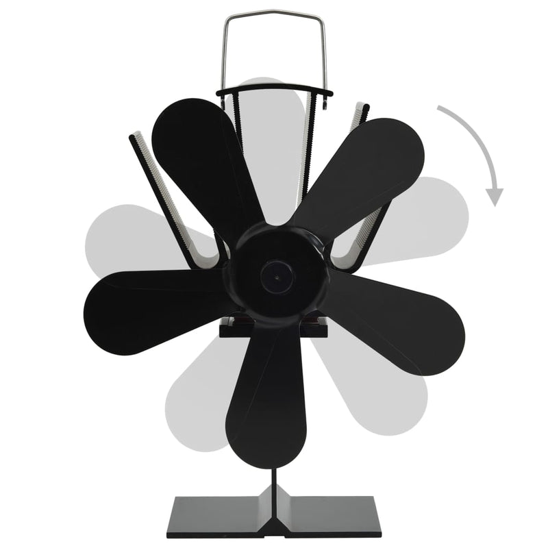vidaXL fekete hővel meghajtott ötlapátos kandalló ventilátor