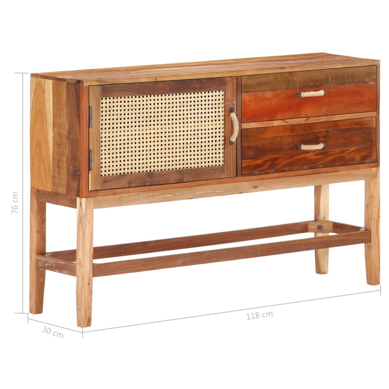 vidaXL tömör újrahasznosított fa tálalószekrény 118 x 30 x 76 cm