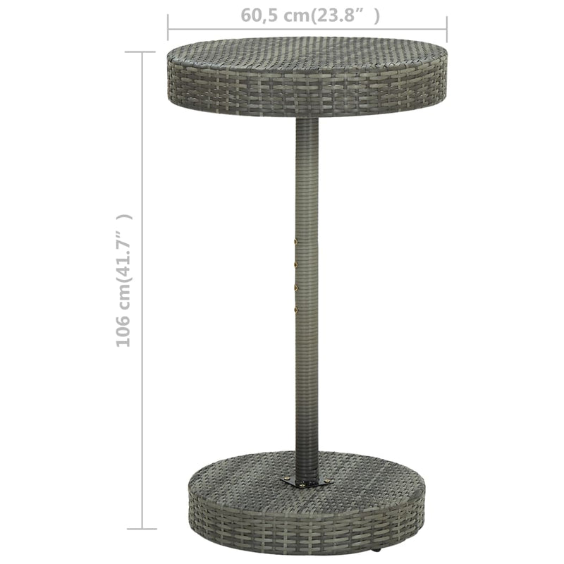 vidaXL szürke polyrattan kerti asztal 60,5 x 106 cm