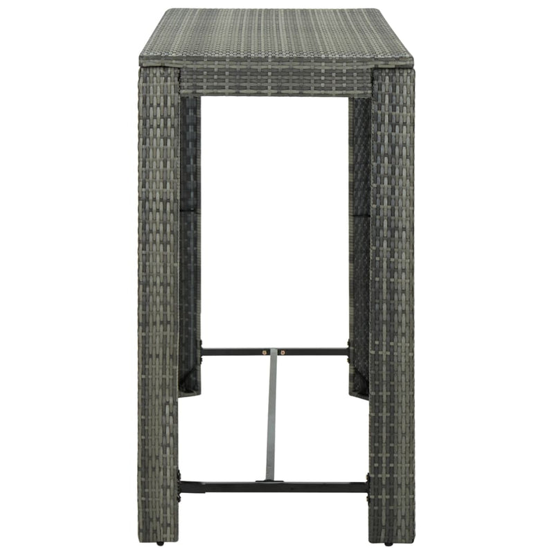 vidaXL szürke polyrattan kerti bárasztal 140,5 x 60,5 x 110,5 cm