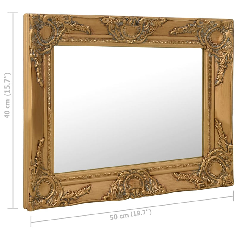 vidaXL aranyszínű barokk stílusú fali tükör 50 x 40 cm
