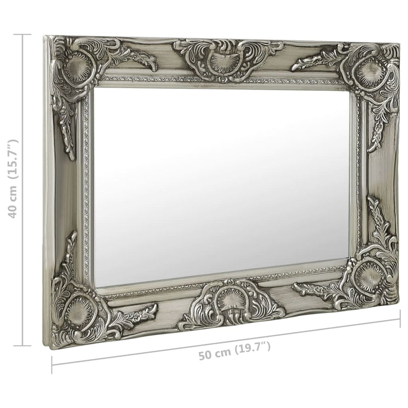 vidaXL ezüstszínű barokk stílusú fali tükör 50 x 40 cm
