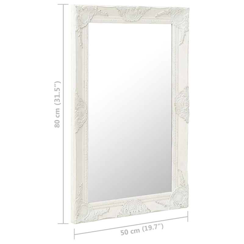 vidaXL fehér barokk stílusú fali tükör 50 x 80 cm