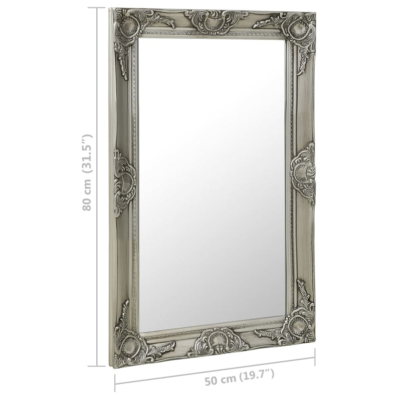 vidaXL ezüstszínű barokk stílusú fali tükör 50 x 80 cm