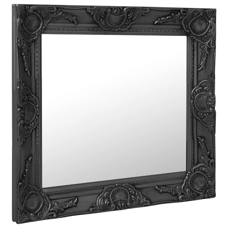 vidaXL fekete barokk stílusú fali tükör 60 x 60 cm
