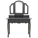 vidaXL szürke császárfa fésülködőasztal-szett ülőkével 100x40x146 cm