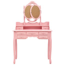 vidaXL rózsaszín fésülködőasztal ülőkével és háromrészes tükörrel