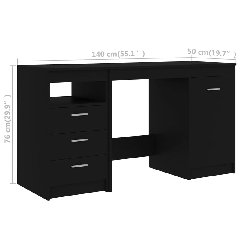 vidaXL fehér szerelt fa íróasztal 140 x 50 x 76 cm