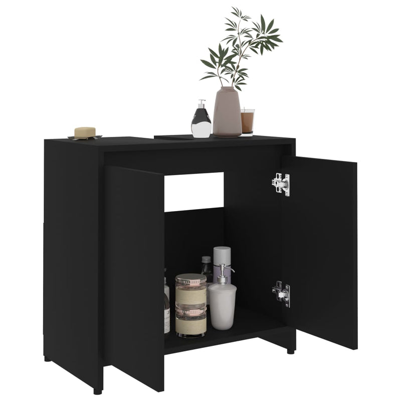 vidaXL fekete szerelt fa fürdőszobaszekrény 60 x 33 x 61 cm
