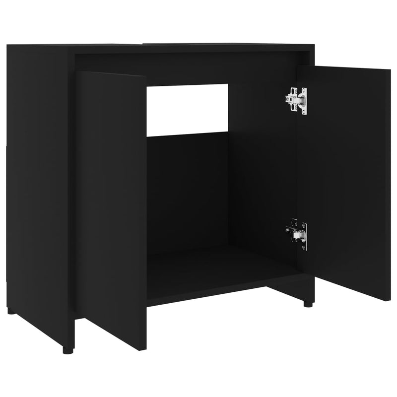 vidaXL fekete szerelt fa fürdőszobaszekrény 60 x 33 x 61 cm