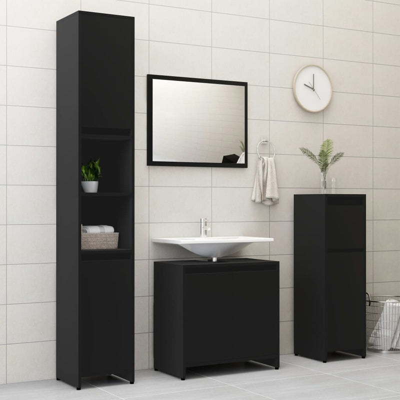 vidaXL fekete szerelt fa fürdőszobaszekrény 60 x 33 x 61 cm