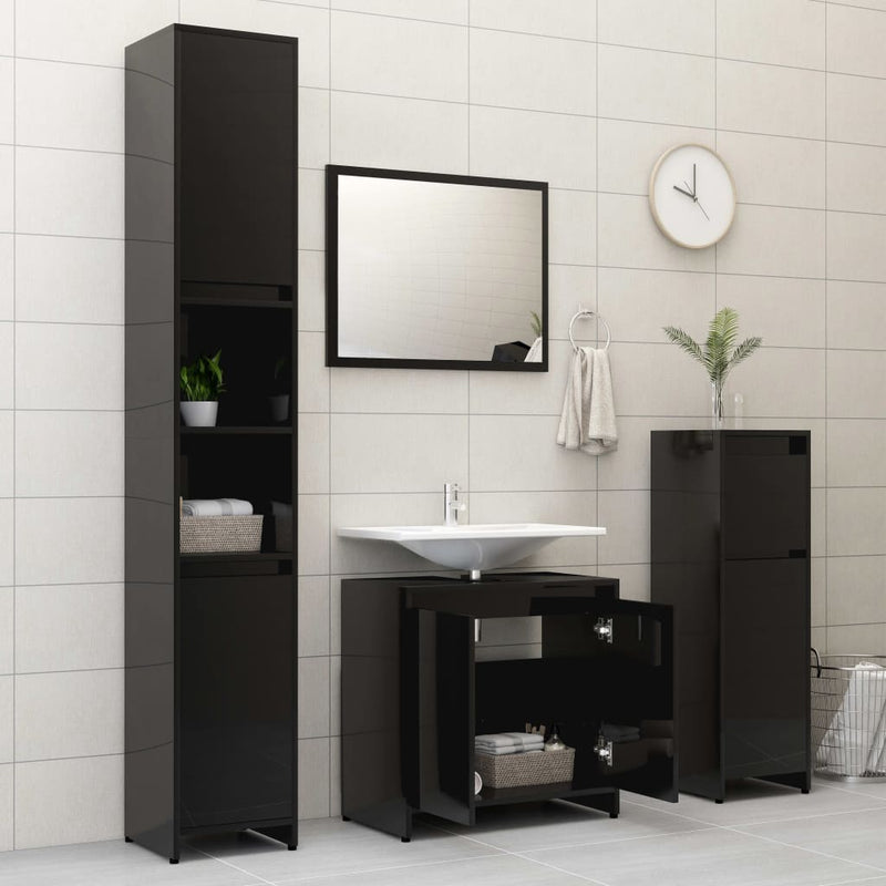 vidaXL fekete szerelt fa fürdőszobaszekrény 60 x 33 x 61 cm