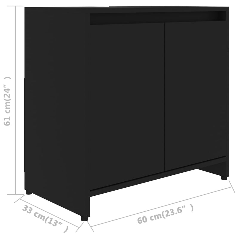 vidaXL fekete szerelt fa fürdőszobaszekrény 60 x 33 x 61 cm