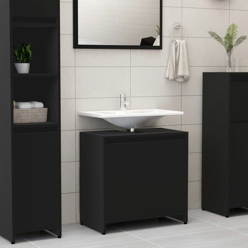vidaXL fekete szerelt fa fürdőszobaszekrény 60 x 33 x 61 cm