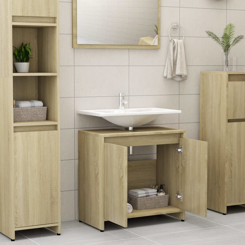 vidaXL sonoma tölgy színű szerelt fa fürdőszobaszekrény 60x33x61 cm