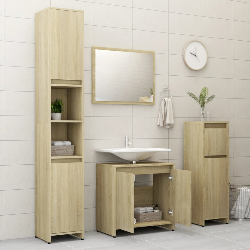 vidaXL sonoma tölgy színű szerelt fa fürdőszobaszekrény 60x33x61 cm