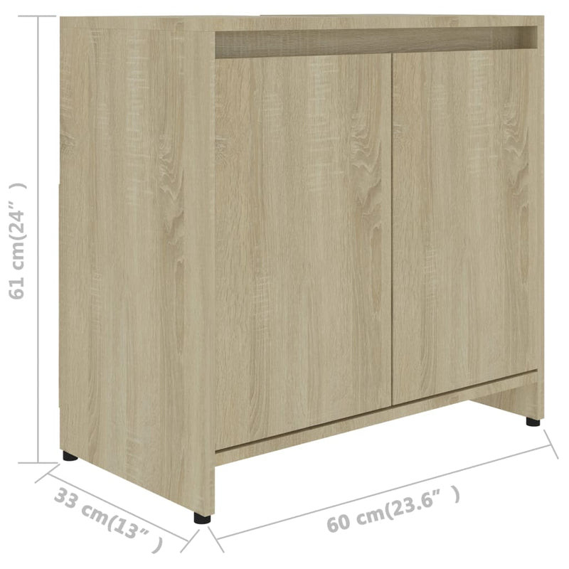 vidaXL sonoma tölgy színű szerelt fa fürdőszobaszekrény 60x33x61 cm