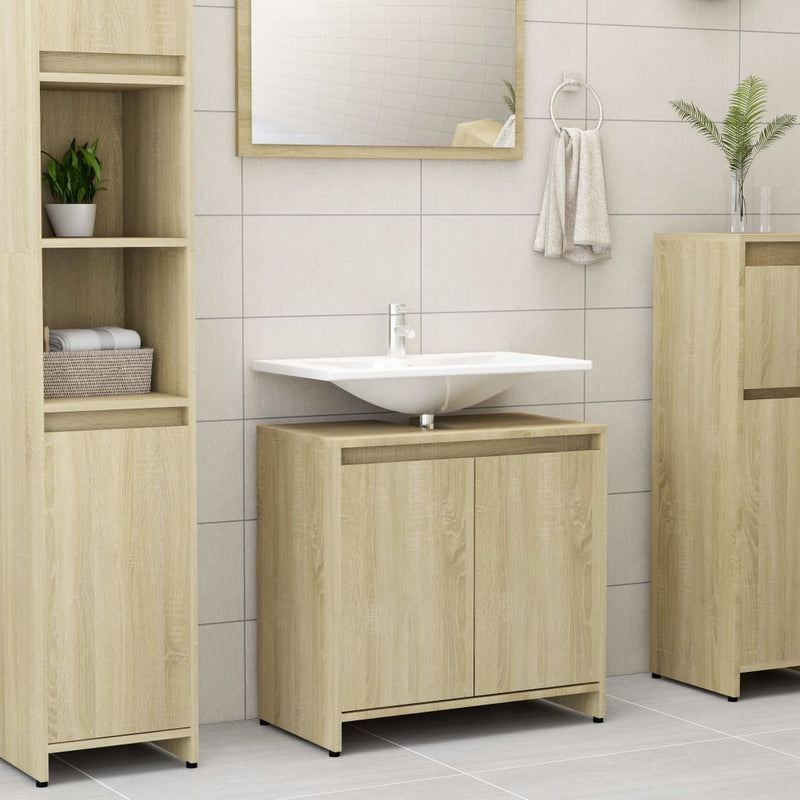 vidaXL sonoma tölgy színű szerelt fa fürdőszobaszekrény 60x33x61 cm
