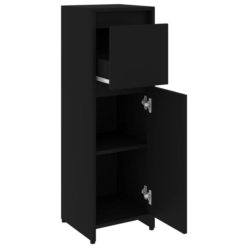 vidaXL fekete szerelt fa fürdőszobaszekrény 30 x 30 x 95 cm