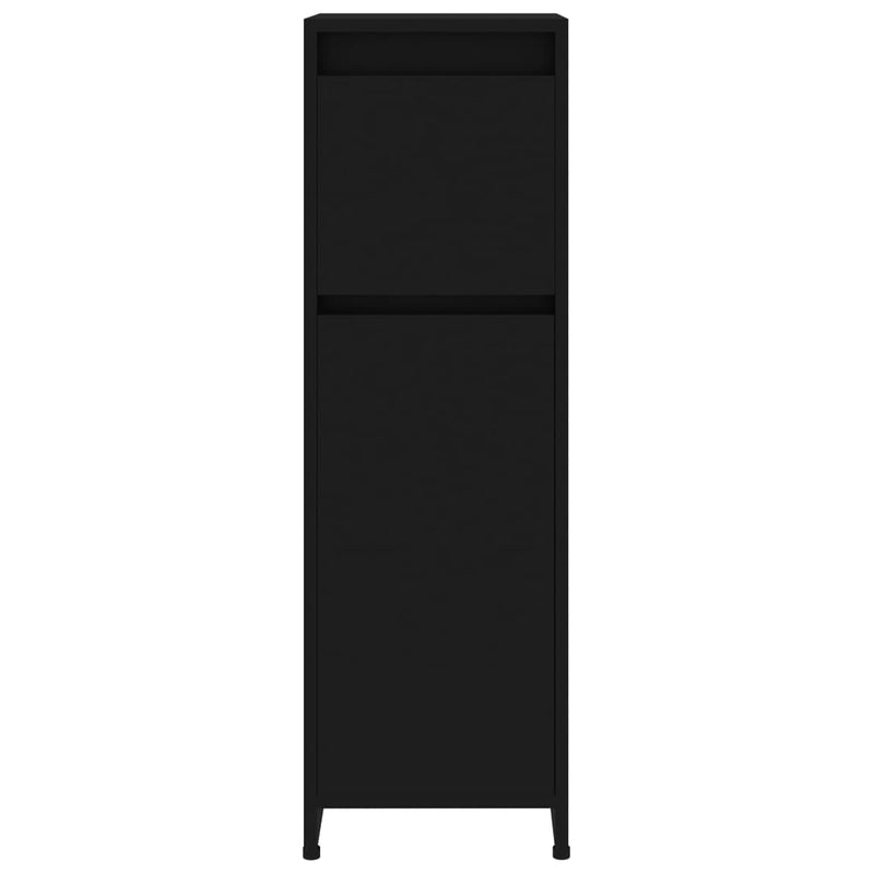 vidaXL fekete szerelt fa fürdőszobaszekrény 30 x 30 x 95 cm