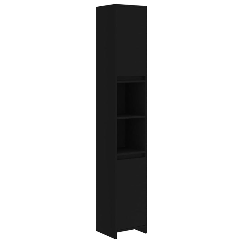 vidaXL fekete forgácslap fürdőszobaszekrény 30 x 30 x 183,5 cm