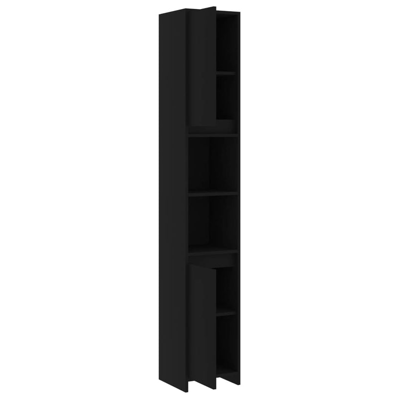 vidaXL fekete forgácslap fürdőszobaszekrény 30 x 30 x 183,5 cm